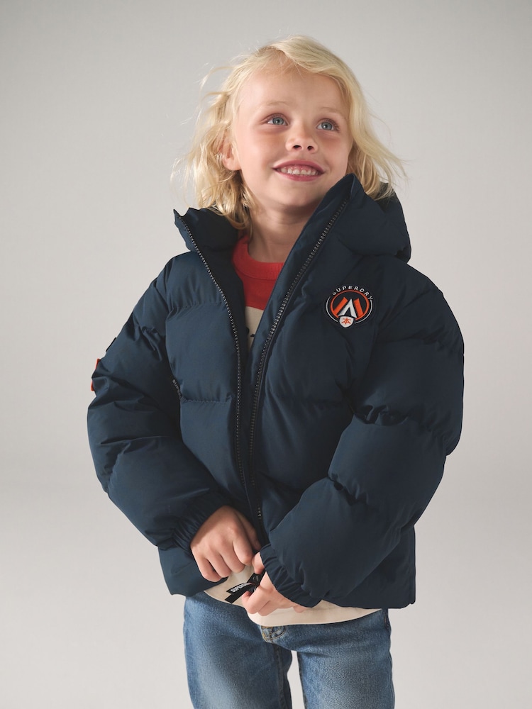 Superdry Navy Sports Puffer Coat - Image 2 of 12 Superdry Navy Sports Puffer Coat - Image 2 of 12