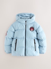 Superdry Light Blue Sports Puffer Coat - Image 1 of 8