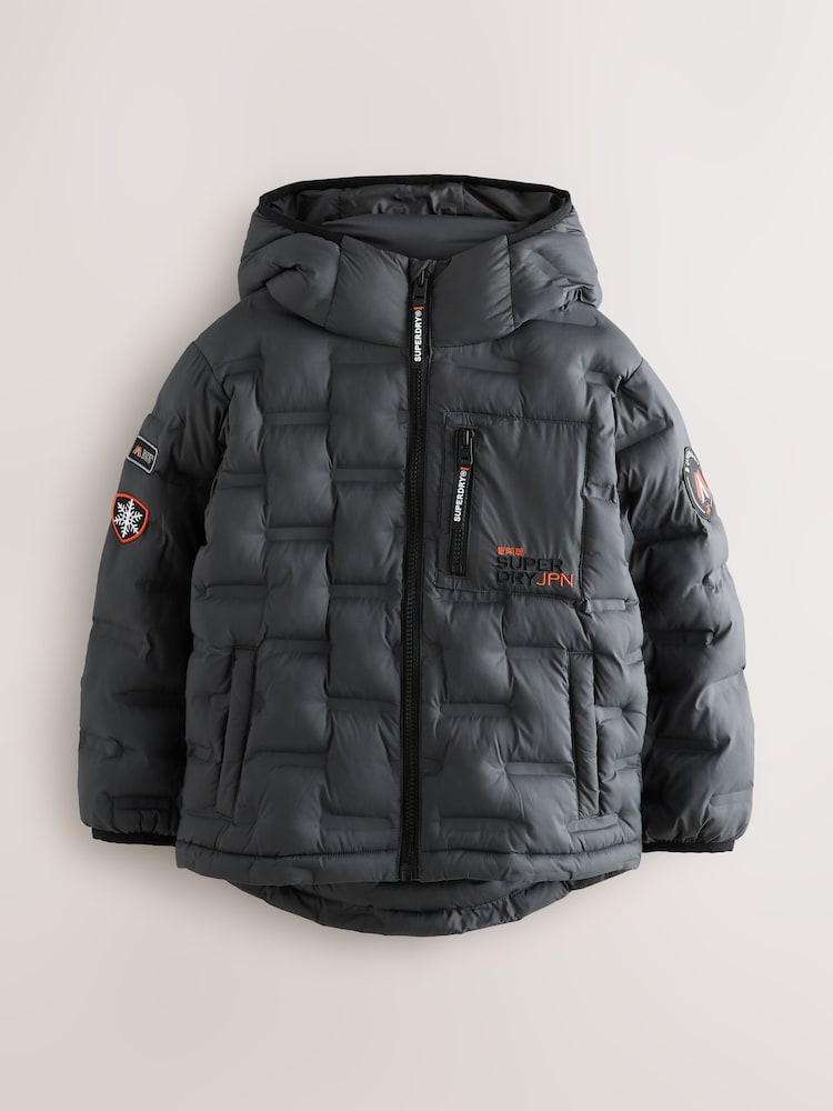Superdry Charcoal Grey Quilted Puffer Coat - Image 1 of 8