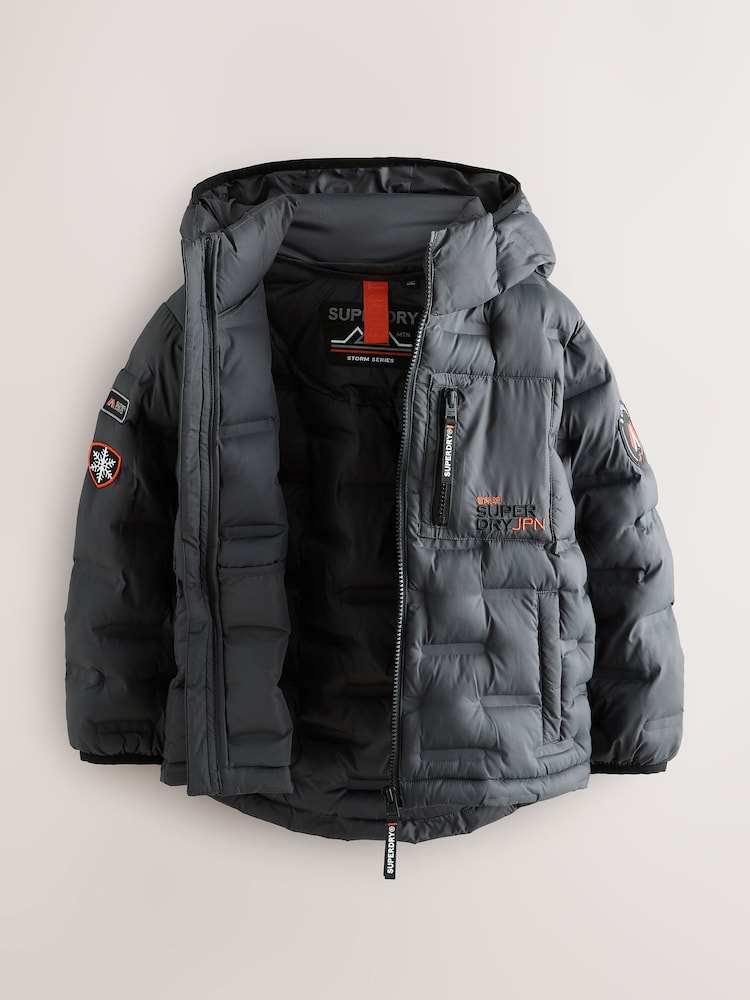 Superdry Charcoal Grey Quilted Puffer Coat - Image 2 of 8