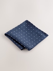 Navy Polka Dot Tie and Pocket Square Set - Image 4 of 4