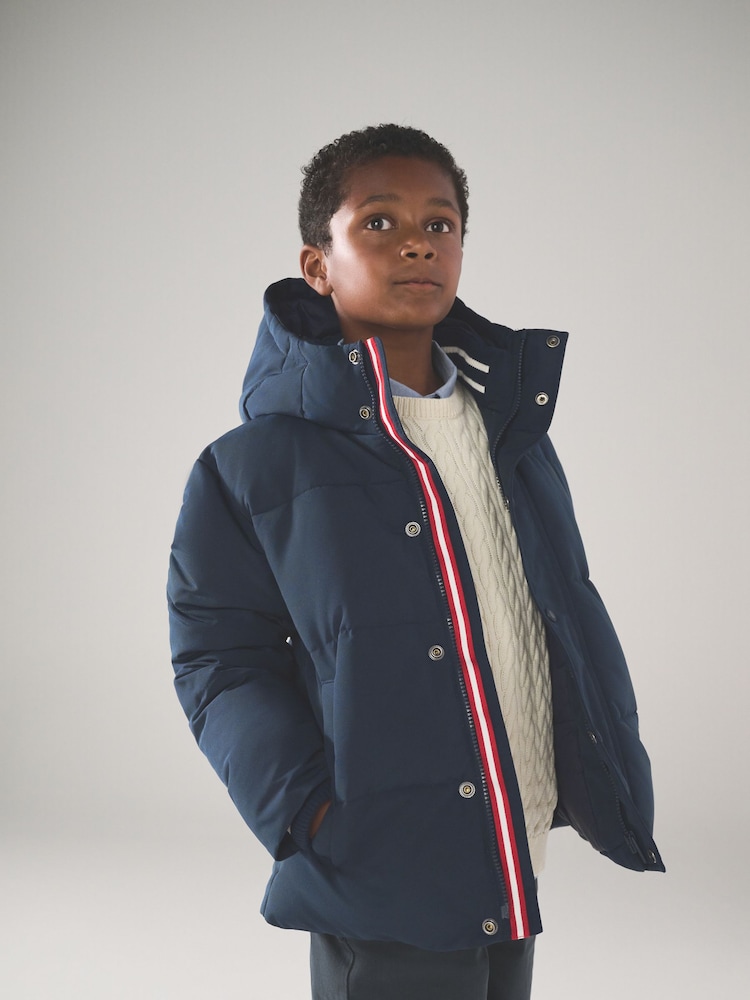 Superdry Navy Puffer Coat - Image 1 of 9