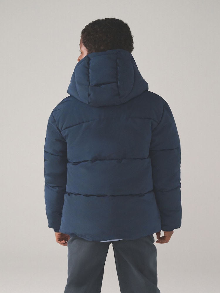 Superdry Navy Puffer Coat - Image 2 of 9