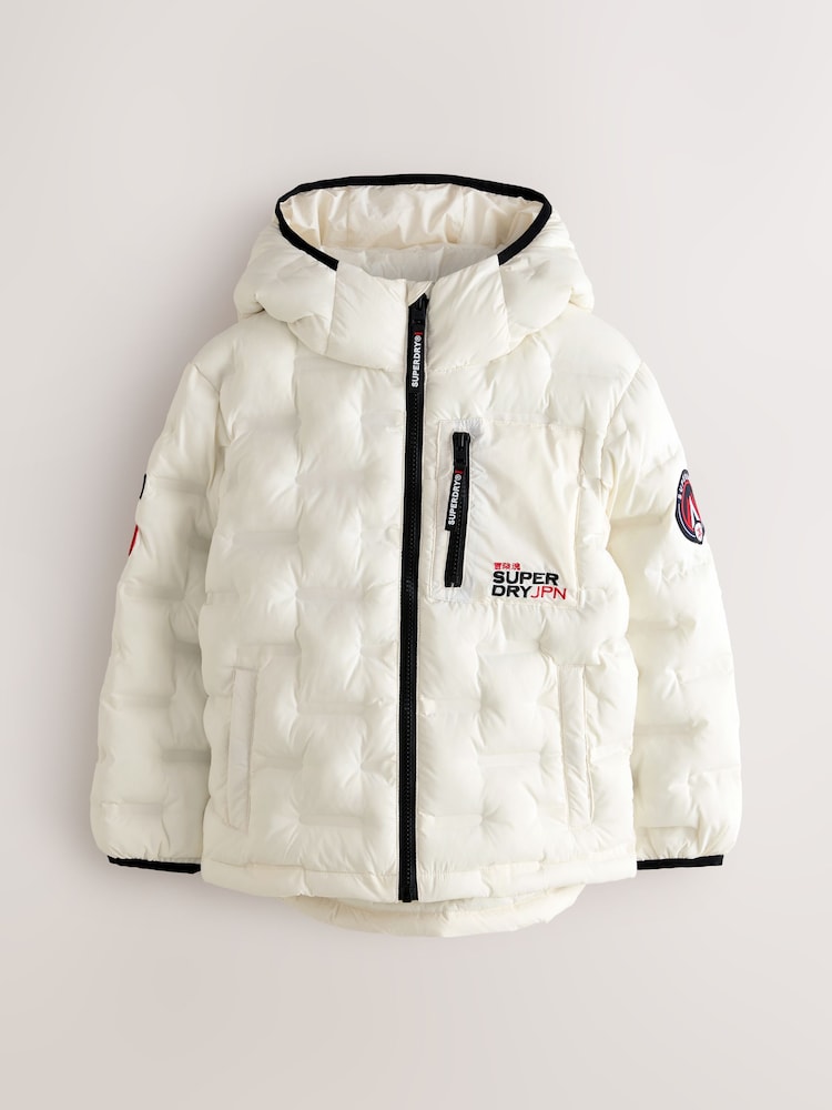Superdry White Quilted Puffer Coat - Image 1 of 9