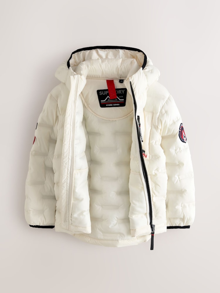 Superdry White Quilted Puffer Coat - Image 2 of 9