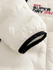 Superdry White Quilted Puffer Coat - Image 6 of 9