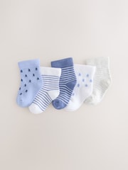 Blue/White Baby Socks 5 Pack (0mths-2yrs) - Image 1 of 3