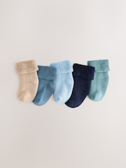 Blue Baby Towel Socks 5 Pack (0mths-2yrs) - Image 1 of 3