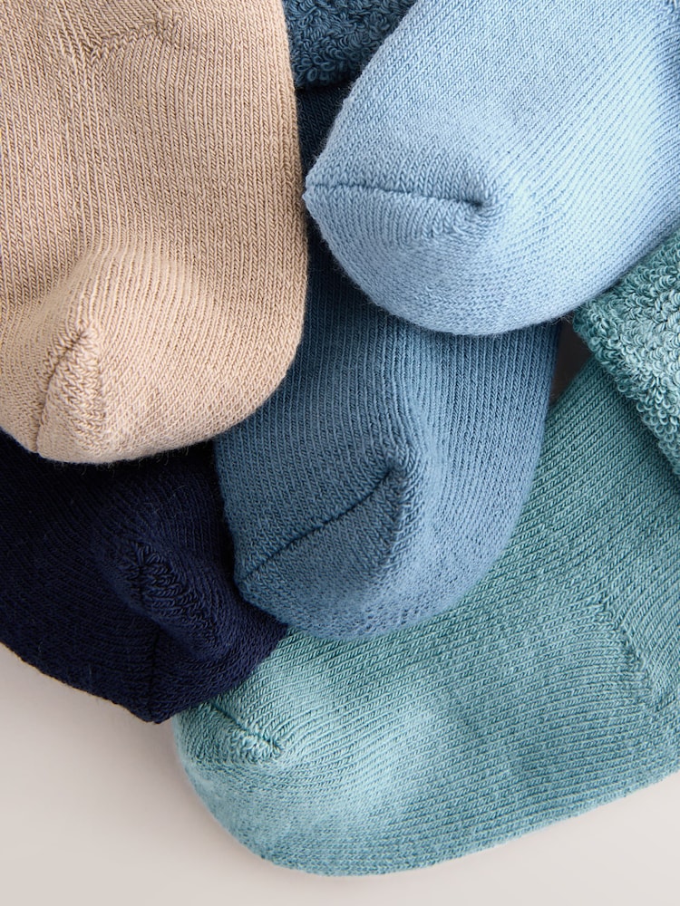 Blue Baby Towel Socks 5 Pack (0mths-2yrs) - Image 2 of 3