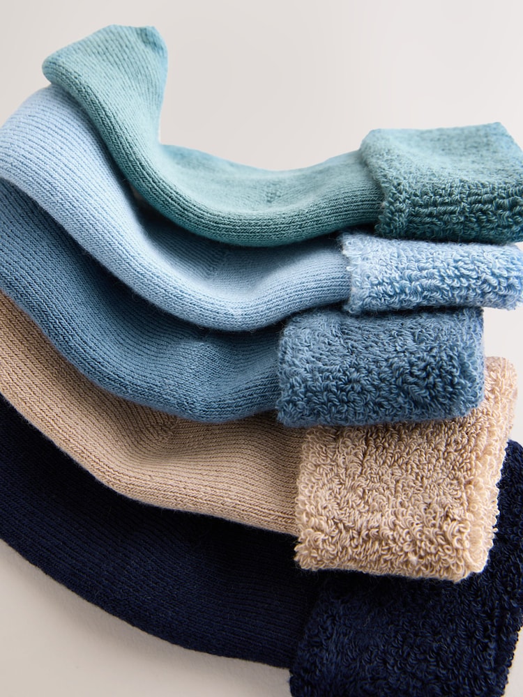 Blue Baby Towel Socks 5 Pack (0mths-2yrs) - Image 3 of 3