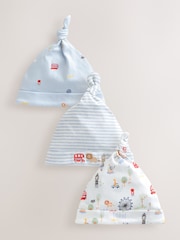 Blau - London Tie Top Baby Hats 3 Pack (0-18mths) - Bild 1 von 6