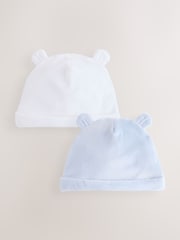 Blue Velour Baby Beanies 2 Pack (0-12mths) - Image 1 of 5