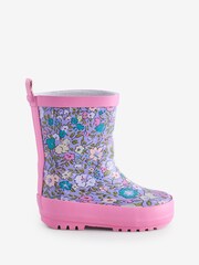 Monsoon Black Floral Bunny Print Wellies - Image 1 of 1