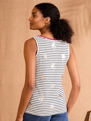 Love & Roses Crochet Trim 100% Cotton Vest - Imagen 2 de 4