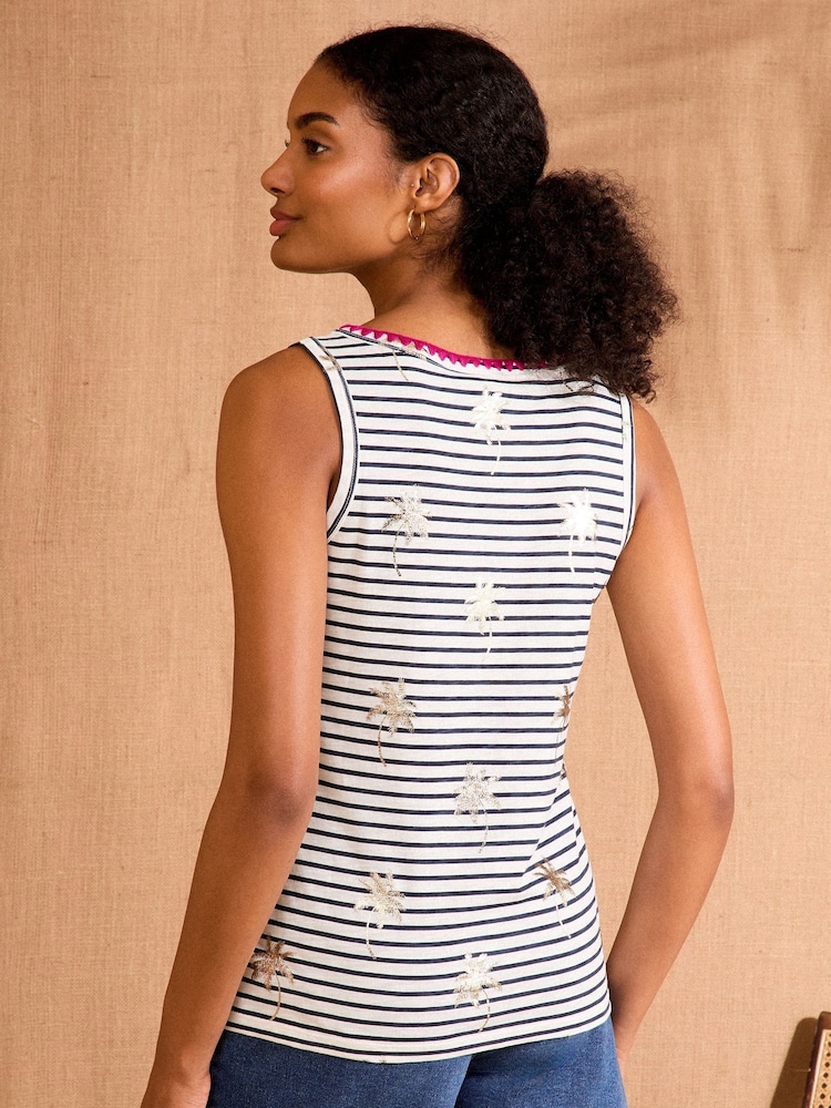 Love & Roses Crochet Trim 100% Cotton Vest - Imagen 2 de 4