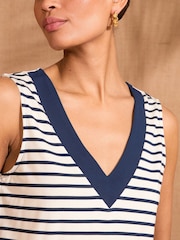 Love & Roses Navy Stripe V-Neck Jersey Vest - Image 3 of 4