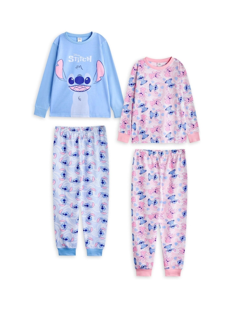 Vanilla Underground Pink Girls Disney Stitch Pyjamas 2 Pack - Image 1 of 5 Vanilla Underground Pink Girls Disney Stitch Pyjamas 2 Pack - Image 1 of 5
