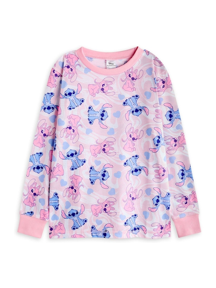 Vanilla Underground Pink Girls Disney Stitch Pyjamas 2 Pack - Image 2 of 5 Vanilla Underground Pink Girls Disney Stitch Pyjamas 2 Pack - Image 2 of 5