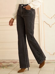 Love & Roses Black Embroidered Flared Jeans - Image 1 of 4