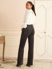 Love & Roses Black Embroidered Flared Jeans - Image 4 of 4