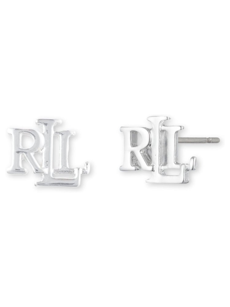 Lauren Ralph Lauren Silver Tone Logo Stud Earrings - Image 1 of 4
