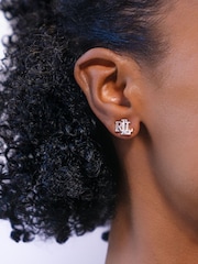Lauren Ralph Lauren Silver Tone Logo Stud Earrings - Image 3 of 4