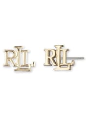 Lauren Ralph Lauren Gold Tone Logo Stud Earrings - Image 1 of 3