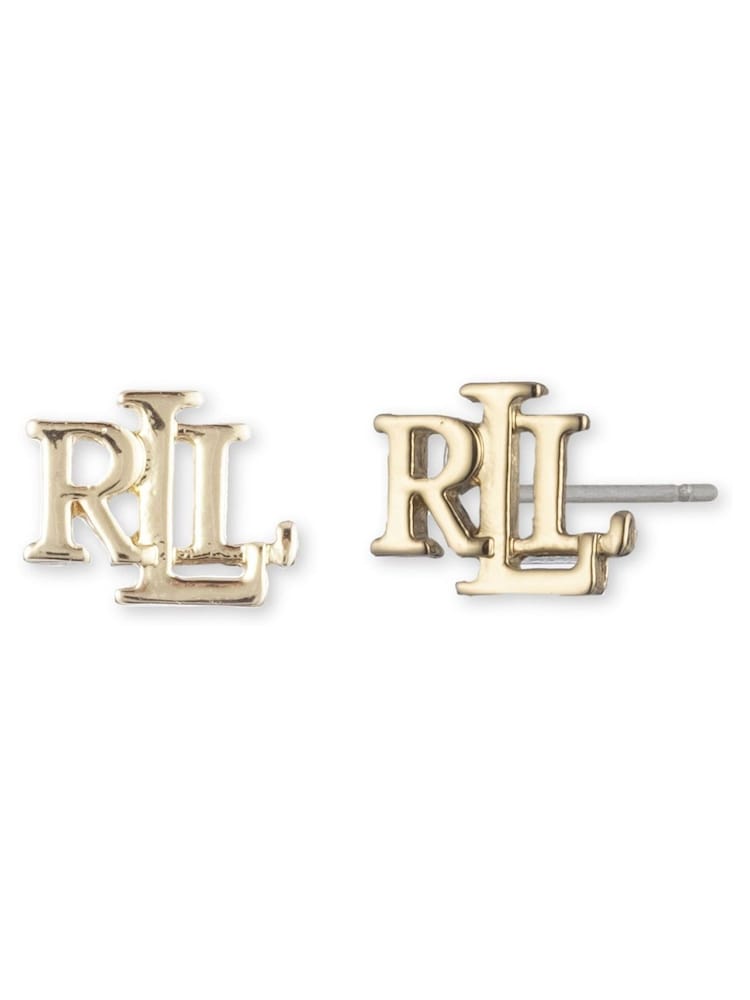 Lauren Ralph Lauren Gold Tone Logo Stud Earrings - Image 1 of 3 Lauren Ralph Lauren Gold Tone Logo Stud Earrings - Image 1 of 3
