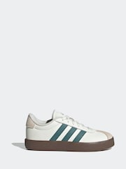 adidas White VL Court 3.0 Suede Lace Kids Trainers - Image 1 of 9
