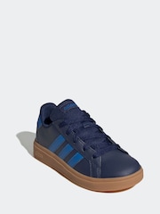 adidas Navy/Blue Grand Court Lace-Up Kids Trainers - Image 3 of 9