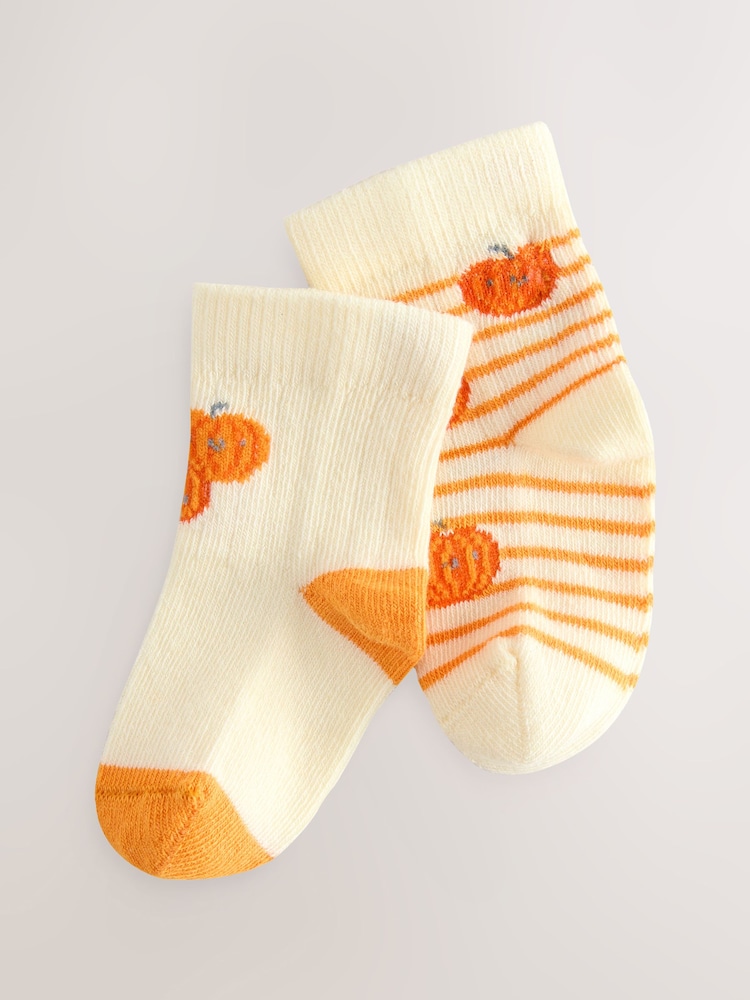 Orange Baby Halloween Pumpkin Socks 2 Pack (0mths-2yrs) - Image 1 of 3