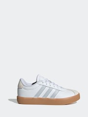 adidas White Off VL Court 3.0 Suede Lace Kids Trainers - Image 1 of 8