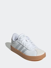 adidas White Off VL Court 3.0 Suede Lace Kids Trainers - Image 3 of 8