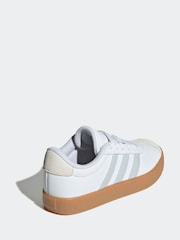 adidas White Off VL Court 3.0 Suede Lace Kids Trainers - Image 4 of 8