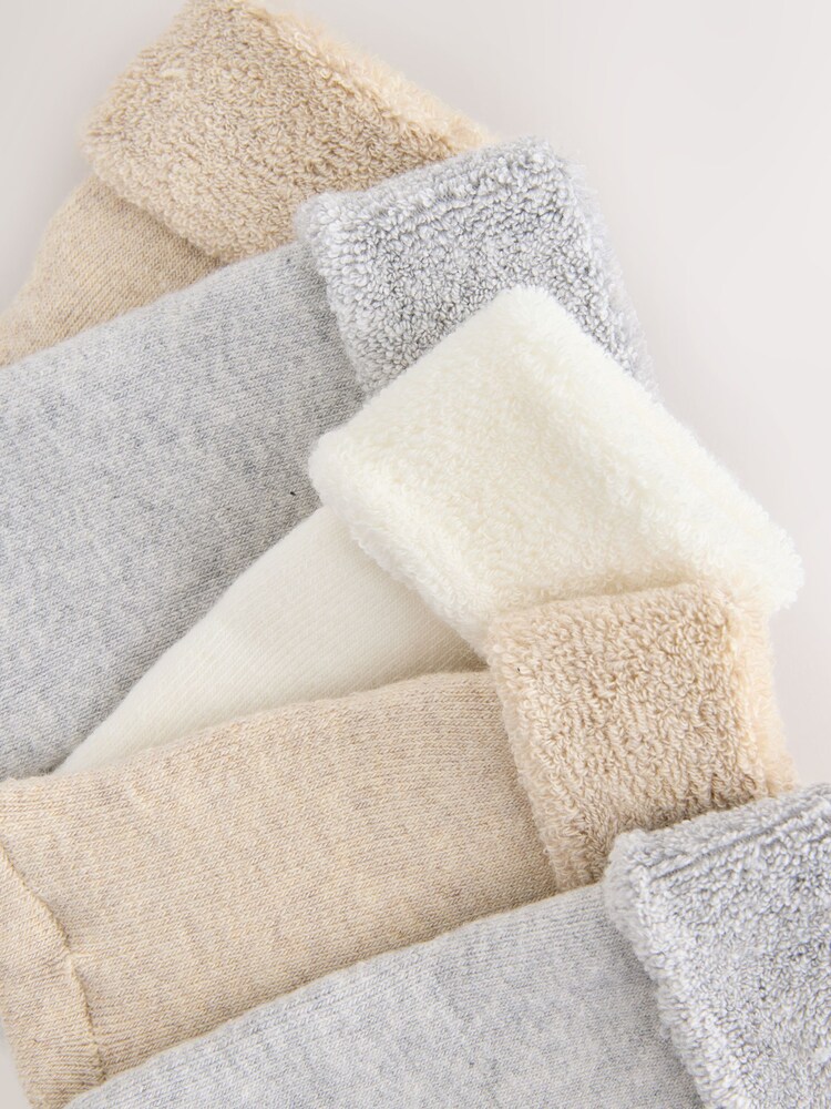 Neutral Baby Roll Top Towelling Socks 5 Pack (0mths-2yrs) - Image 3 of 3