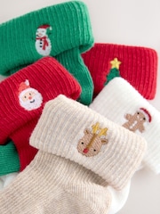 Red Baby Christmas Roll Top Socks 5 Pack (0mths-2yrs) - Image 2 of 3