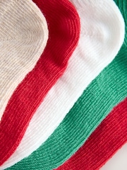 Red Baby Christmas Roll Top Socks 5 Pack (0mths-2yrs) - Image 3 of 3