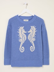 FatFace Blue MCS Seahorse Knitted Jumper - Image 5 of 5