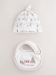 Red My First Christmas Hat And Bib Set (0-12mths) - Image 1 of 3