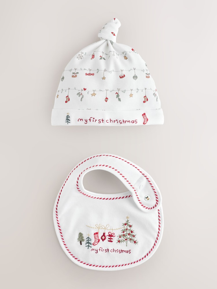 Red My First Christmas Hat And Bib Set (0-12mths) - Image 1 of 3