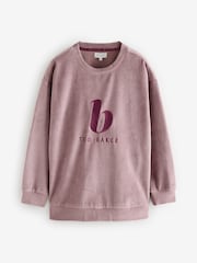 Marrón visón - B by Ted Baker Cord Velour Longline Sweatshirt - Imagen 1 de 3