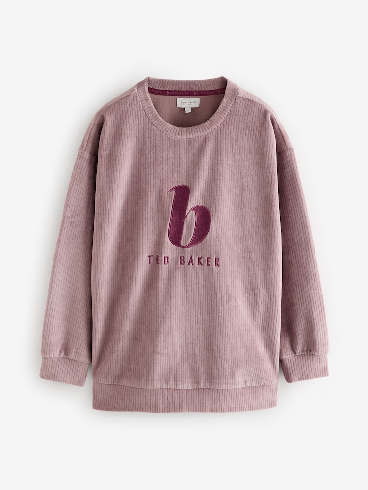 Marrón visón - B by Ted Baker Cord Velour Longline Sweatshirt - Imagen 1 de 3