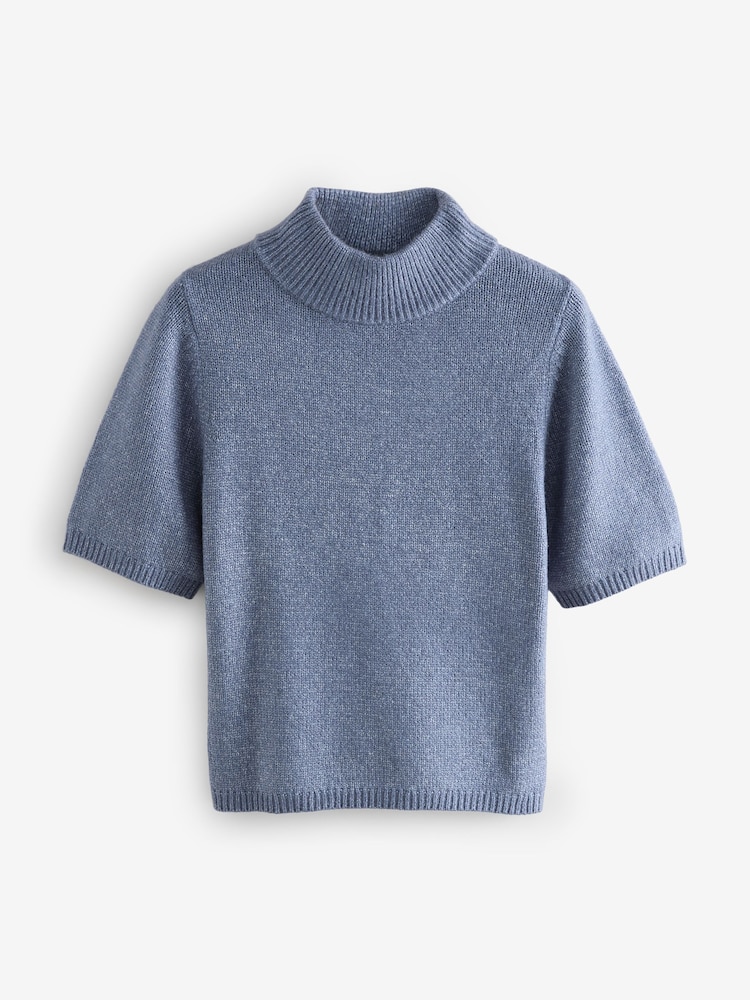 Blue Turtle Neck Knitted Jumper - Image 1 of 1