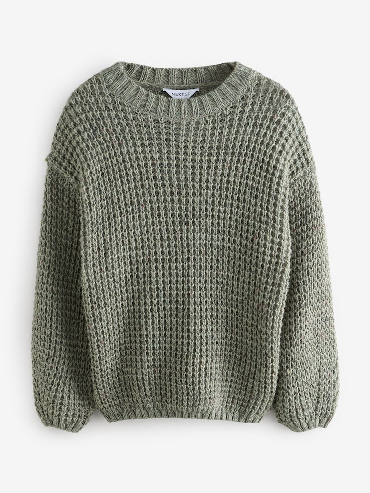 Khaki Green Fish Stitch Jumper - Image 1 of 1