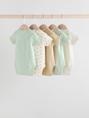 Sage Green Short Sleeve Baby Bodysuits 5 Pack - Image 7 of 13