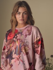 B by Ted Baker Pink Floral Printed Cotton Sweatshirt - Image 4 of 5