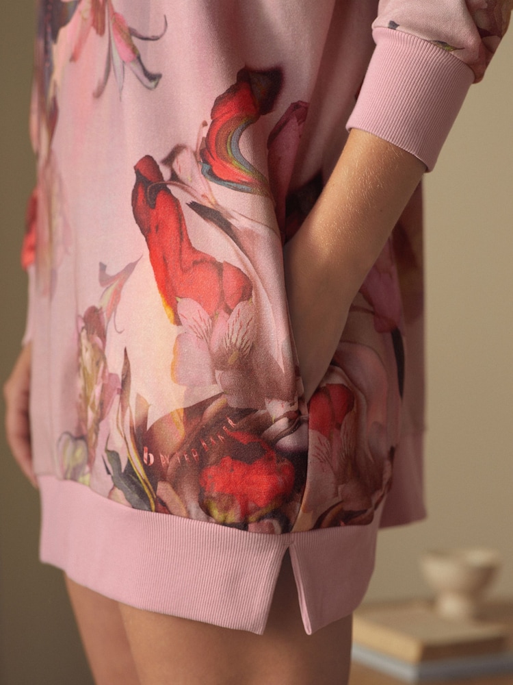 B by Ted Baker Pink Floral Printed Cotton Sweatshirt - Image 5 of 5