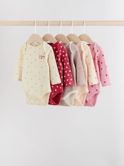 Red Baby Long Sleeve Bodysuits 5 Pack - Image 1 of 11