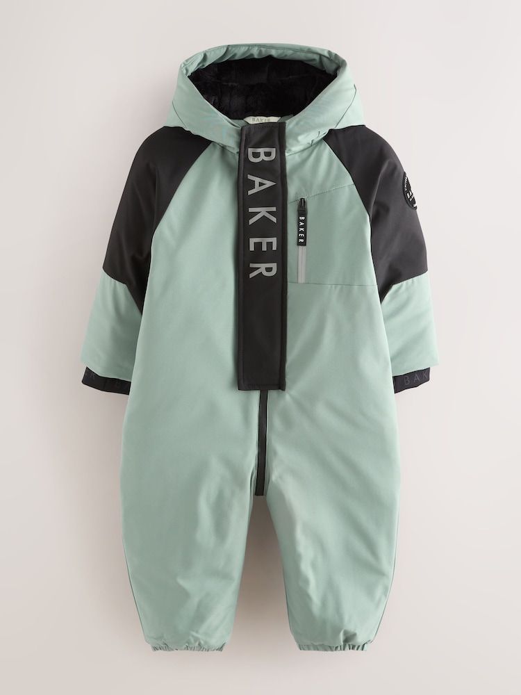 Baker by Ted Baker Sage Green Shower Resistant Colourblock Snowsuit - Image 1 of 9 Baker by Ted Baker Sage Green Shower Resistant Colourblock Snowsuit - Image 1 of 9