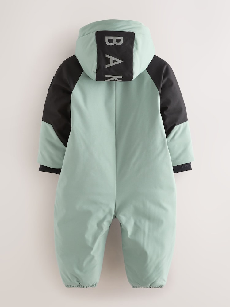 Baker by Ted Baker Sage Green Shower Resistant Colourblock Snowsuit - Image 2 of 9 Baker by Ted Baker Sage Green Shower Resistant Colourblock Snowsuit - Image 2 of 9